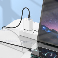 Кабель HOCO X102 USB to Type-C 3A, 1m, nylon, aluminum connectors, Black (Цвет 7073) - фото № 6