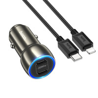 Автомобільний зарядний пристрій HOCO Z48 Tough 40W dual port(2C) car charger set(C to iP) Metal Gray (Цвет Metal Gray), Атикул k41634 |  купить на VILKI.NET - фото № 1