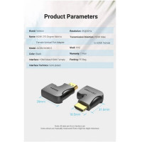 Адаптер Vention HDMI 270 Degree Male to Female Adapter Black (AINB0) (Цвет 7073) - фото № 3