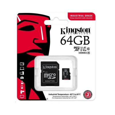 microSDXC (UHS-1 U3) Kingston Industrial 64Gb class 10 V30 А1 (adapter SD) (SDCIT2/64GB) - изображение 4