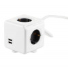Мережевий подовжувач Allocacoc PowerCube Extended з заземленням 4 розетки 2 USB 1.5 м, сірий (White-Grey)- № 2