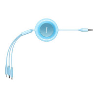 Кабель Baseus Bright Mirror 2 Series Retractable 3-in-1 Fast Charging  Data Cable USB to M+L+C 3.5A 1.1m Sky Blue  - фото № 6