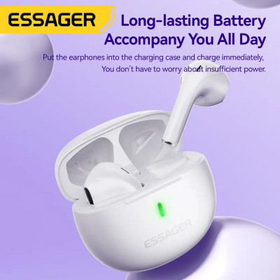 Навушники ESSAGER (color box) Shining TWS Bluetooth earphones White - зображення 5