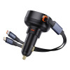 Автомобільний зарядний пристрій Baseus Enjoyment Pro Car Charger C+Retractable C & iP Cable 60W Cluster Black (7073)- № 3