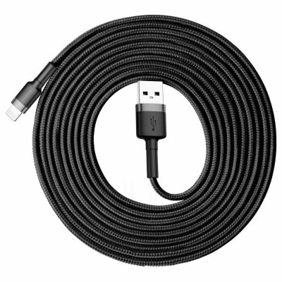 Кабель Baseus Cafule Cable USB For iP 2A 3m Gray+Black - зображення 1