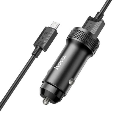 Автомобільний зарядний пристрій HOCO Z49 Level dual port car charger set(Micro) Black (6931474795649) - зображення 3
