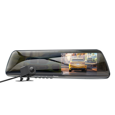 Відеореєстратор HOCO DV4 4.5-inch rearview mirror driving recorder(dual-channel) Black - зображення 1