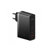 МЗП Baseus GaN5 Pro Fast Charger 2C+U 140W EU Black(With Superior Series Fast Charging Data Cable Type-C to Type-C 240W（48V/5A） 1m  Black) (CCGP100201) - зображення 2