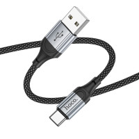 Кабель HOCO X102 USB to Type-C 3A, 1m, nylon, aluminum connectors, Black (Цвет 7073) - фото № 2