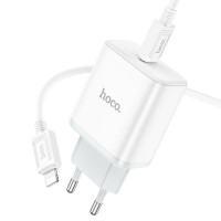 Мережевий зарядний пристрій HOCO C104A Stage single port PD20W charger set (C to iP)(EU) White (Колір 7068) - фото № 3