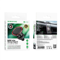Автотримач для телефона BOROFONE BH124 Roman magnetic car holder (air outlet) Black and Red (Цвет Black-Red) - фото № 2
