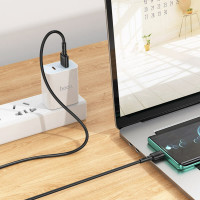 Кабель HOCO X83 USB to Type-C 3A, 1m, PVC, PVC connectors, Black (Колір 7073) - фото № 4