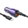 Автомобільний зарядний пристрій BOROFONE BZ20A Smart 83W dual port PD65W+QC3.0 carcharger set(C to C) Transparent Purple (BZ20ACCTP) - зображення 2