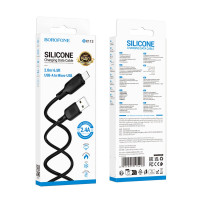 Кабель BOROFONE BX113 Lenny silicone charging data cable Micro(L=2M) Black (Цвет 7073) - фото № 5