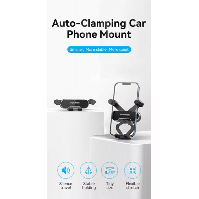 Автотримач для телефону Vention Auto-Clamping Car Phone Mount With Duckbill Clip Gray Crossbar Type (KCEH0) - изображение 4