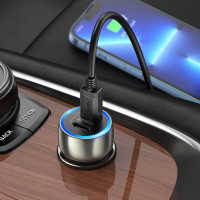 Автомобільний зарядний пристрій HOCO Z48 Tough 40W dual port(2C) car charger set(C to iP) Metal Gray (Цвет Metal Gray) - фото № 4