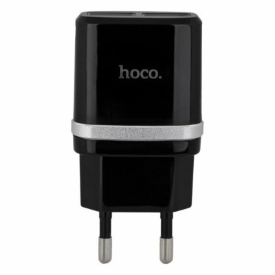 Мережевий зарядний пристрій HOCO C12 Smart dual USB charger Black (6957531063094) - зображення 1