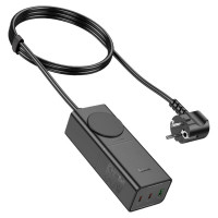 Мережевий зарядний пристрій HOCO NS4 Sharp PD65W(2C1A) desktop socket(EU/GER) Black (Колір Черный) - фото № 5