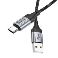 Кабель HOCO X102 USB to Type-C 3A, 1m, nylon, aluminum connectors, Black (Цвет 7073) - фото № 3