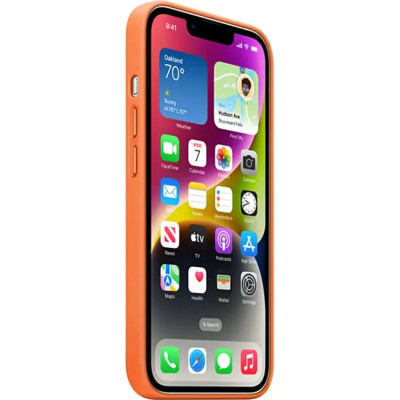Чохол для смартфона Leather AAA Full Magsafe IC for iPhone 15 Orange - зображення 3