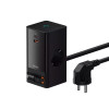 Мережевий зарядний пристрій Baseus PowerCombo Digital PowerStrip 2AC+1U+1C+Retractable-C 65W with 1.5m power cord EU Black - изображение 3