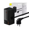 Мережевий зарядний пристрій Baseus PowerCombo Digital PowerStrip 2AC+1U+1C+Retractable-C 65W with 1.5m power cord EU Black - изображение 4
