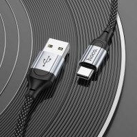 Кабель HOCO X102 USB to Type-C 3A, 1m, nylon, aluminum connectors, Black (Цвет 7073) - фото № 5