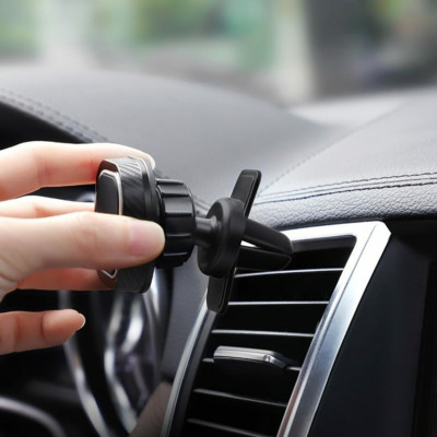 Тримач для мобільного HOCO CA52 Intelligent air outlet in-car holder Black+Gray (6931474707529) - зображення 5