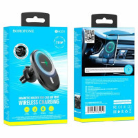 Автотримач для телефона з БЗП BOROFONE BH201 magnetic wireless fast charging car holder (Цвет Черный) - фото № 4