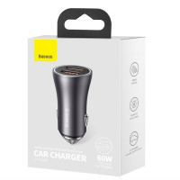 Автомобільний зарядний пристрій Baseus Golden Contactor Max Dual Fast Charger Car Charger U+U 60W Dark Gray (Цвет Темно-серый) - фото № 2