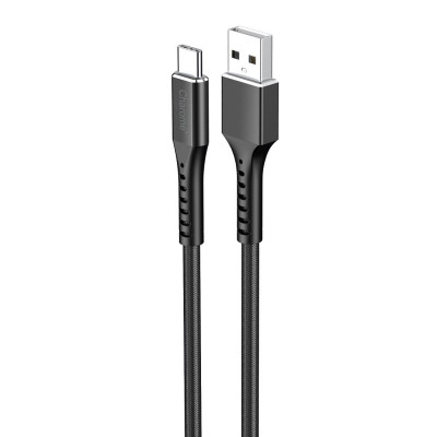 Кабель CHAROME C22-02 Кабель для зарядки и передачи данных из алюминиевого сплава USB-A — USB-C Черный (6974324910564) - изображение 1