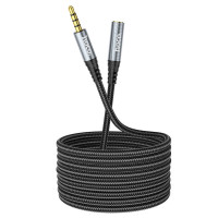 Аудiокабель HOCO UPA20 3.5 audio extension cable male to female (L=2M) Metal Gray (Цвет Metal Gray) - фото № 6
