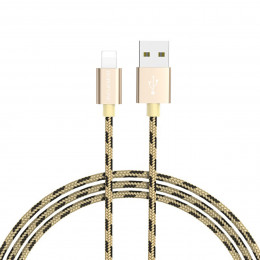 Кабель BOROFONE BX24 USB to iP 2.4A, 1m, nylon, aluminum connectors, Gold