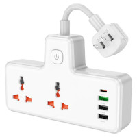 Мережевий подовжувач HOCO AC12 Reise 2-position expansion socket(PD30W/1C3A) (US) White (Цвет Белый) - фото № 2