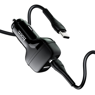 Автомобільний зарядний пристрій HOCO Z36 Leader dual port car charger set(Type-C) Black (6931474727770) - зображення 5