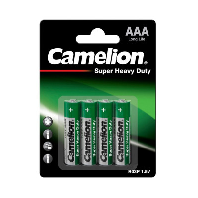 Батарейка CAMELION Super Heavy Duty Green AAA/R03 BP4 4шт (C-10000403) (4260033156327) - зображення 1