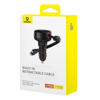 Автомобільний зарядний пристрій Baseus Enjoyment Pro Car Charger C+Retractable C & iP Cable 60W Cluster Black (Колір 7073) - фото № 2