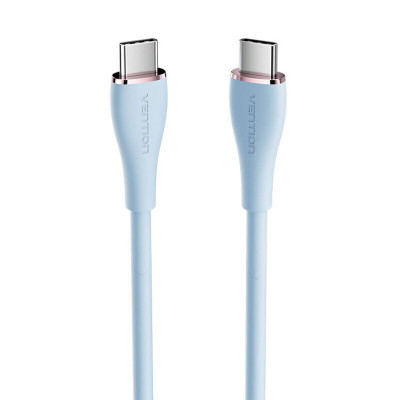 Кабель Vention USB 2.0 C Male to C Male 5A Кабель 1M Голубой силиконовый тип (TAWSF) - изображение 3