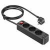 Мережевий зарядний пристрій HOCO NS2 3-position extension cord socket(including 3*USB output) Black (6931474765161)