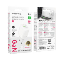 Мережевий зарядний пристрій BOROFONE BN29 Fuente PD30W+QC3.0 charger set (C to C) (EU) White (Цвет Білий) - фото № 2