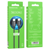 Кабель BOROFONE BX87 Sharp 60W charging data cable for Type-C to Type-C Black (Колір Черный) - фото № 4