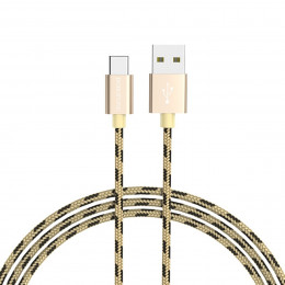 Кабель BOROFONE BX24 USB to Type-C 3A, 1m, nylon, aluminum connectors, Gold