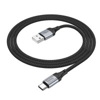 Кабель HOCO X102 USB to Type-C 3A, 1m, nylon, aluminum connectors, Black (Цвет 7073) - фото № 4