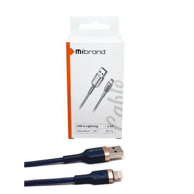 Кабель Mibrand MI-71 Metal Braided Cable USB for Lightning 2.4A 1m Navy Blue (MIDC/71LNB) - зображення 4