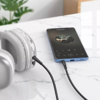 Аудіокабель HOCO UPA24 Smooth AUX audio cable Black (Цвет Черный) - фото № 5