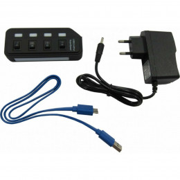 USB-Hub Lapara LA-USB305 USB 3.0 4 switches for each USB port with power supply 2А/5В Black
