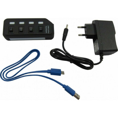 USB-Hub Lapara LA-USB305 USB 3.0 4 switches for each USB port with power supply 2А/5В Black - изображение 1