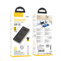 Мережевий подовжувач HOCO AC8A Storm 3-position socket(PD30W/1C3A) Black (Цвет Черный) - фото № 5