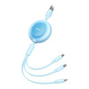 Кабель Baseus Bright Mirror 2 Series Retractable 3-in-1 Fast Charging  Data Cable USB to M+L+C 3.5A 1.1m Sky Blue - № 3