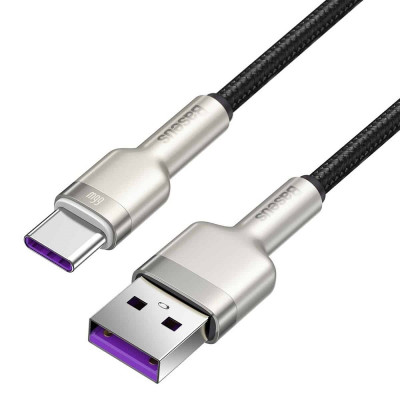 Кабель Baseus Cafule Series Metal Data Cable USB to Type-C 66W 2m Black - изображение 1
